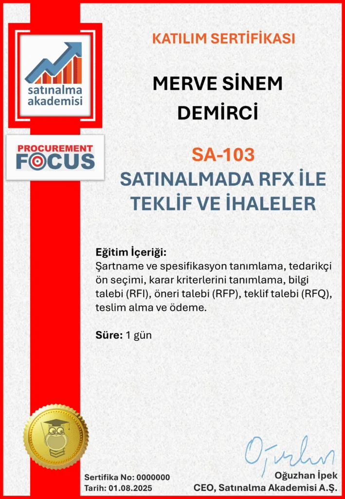 SA-103 Katılım Sertifika Tur Sa 103 katılım sertifika tur