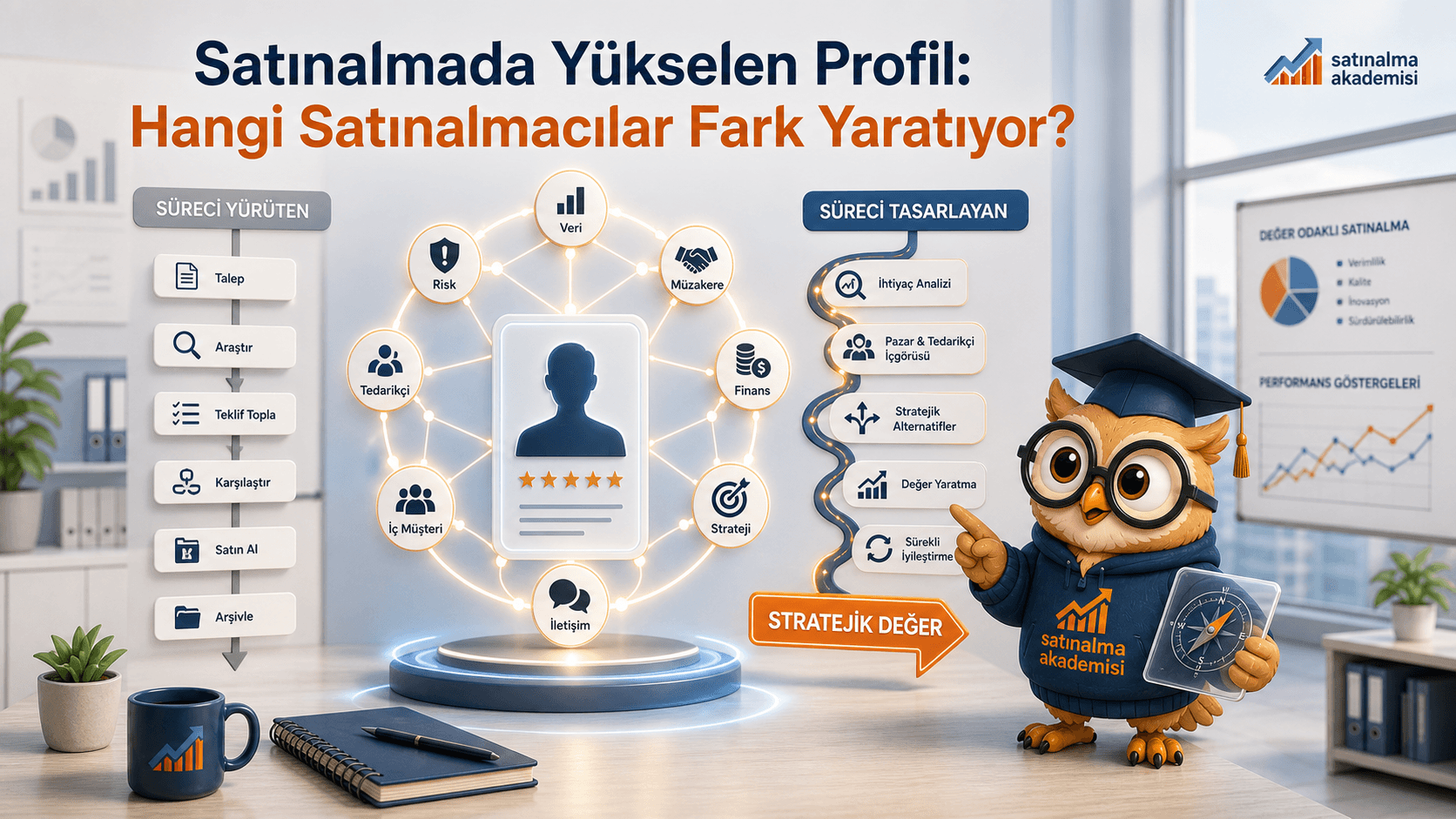 Proc karakteri satınalmada fark yaratan profilin veri, risk, müzakere, finans, iç müşteri, strateji ve iletişim yetkinliklerini birleştirdiğini gösteriyor.