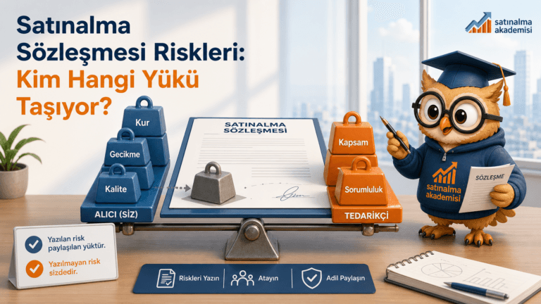 Proc karakteri sözleşme üzerindeki kur, gecikme, kalite, kapsam ve sorumluluk risk yüklerinin alıcı ile tedarikçi arasında nasıl paylaşıldığını gösteriyor.